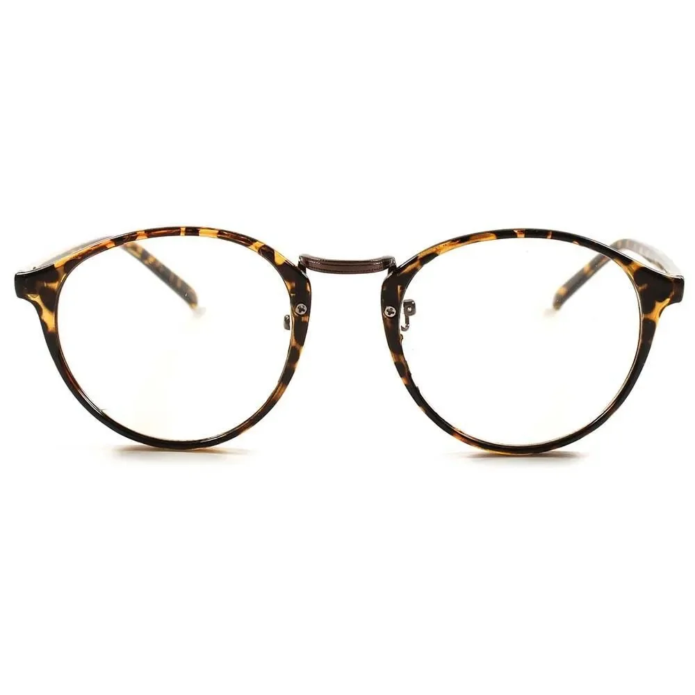 Round Vintage Retro Cool Mens Womens Black Thin Frame Clear Lens Glasses C89